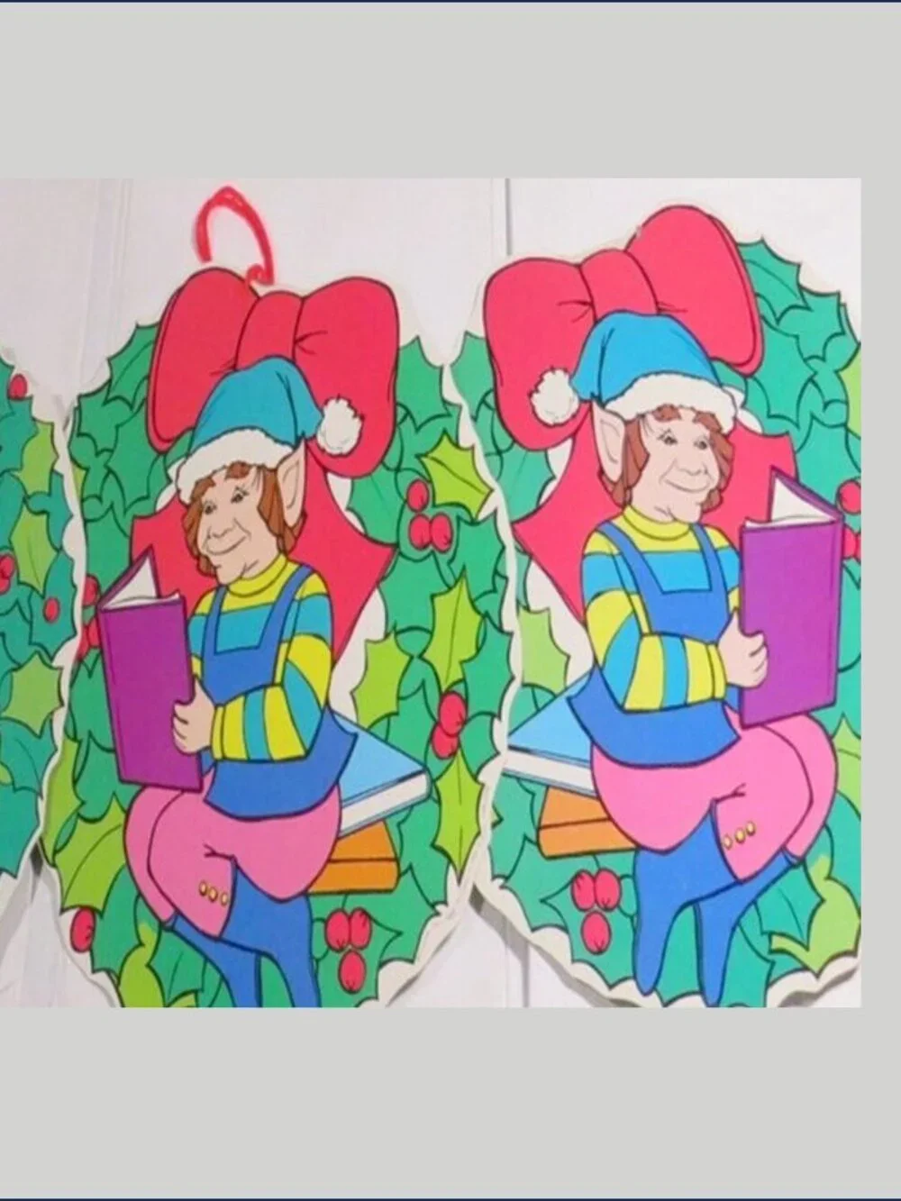 VTG Christmas Gift of Reading Bulletin Board Die Cut 7 Piece Lot 1980s Library
